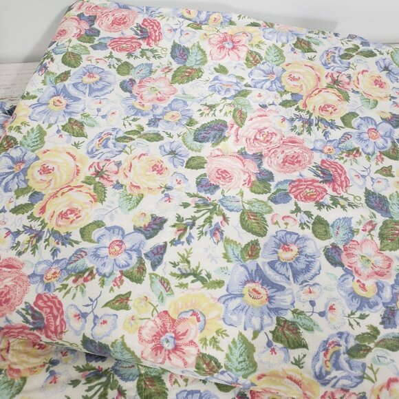 Pair of Laura Ashley Quartet Pastel Floral Curtain Panels with Tiebacks  82 X 84 - Picture 7 of 7